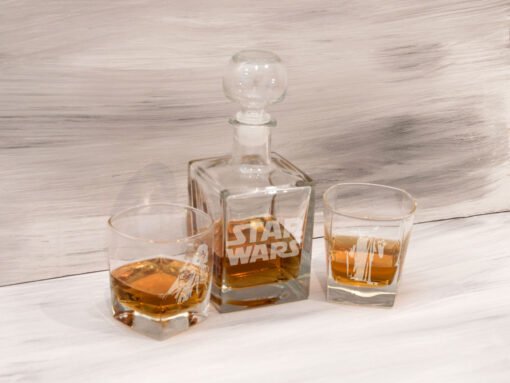 Подарунковий скляний набір графін та склянки для віскі з гравіюванням “Star Wars”