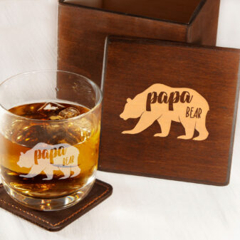Стильный стакан для виски в деревянной коробке на подарок папе