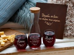 Подарочный винный набор из графина и стаканов с бесплатной гравировкой