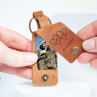 Кожаный брелок для ключей с фото на заказ